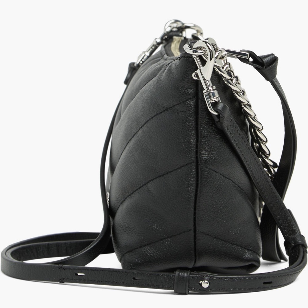 Rebecca Minkoff Edie Black Leather Crossbody Bag Silver Chain - Picture 3 of 5